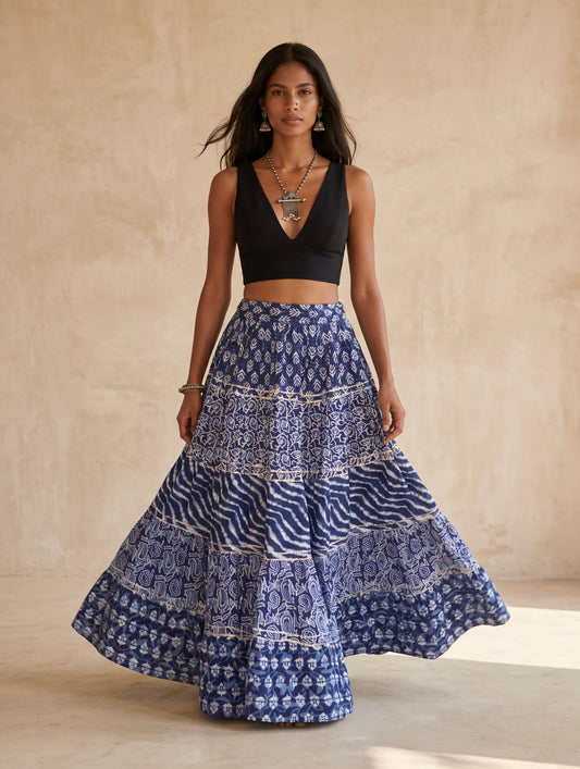 Lakshmi The Artisan Indigo Statement Lehenga Skirt