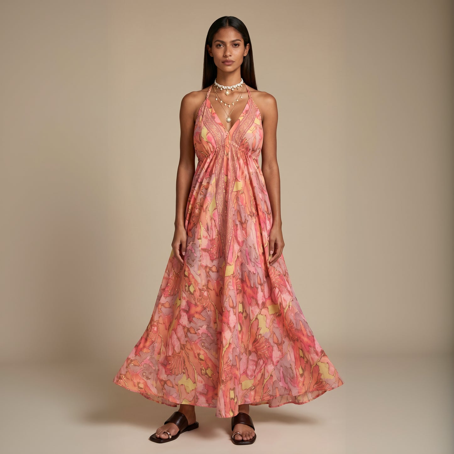 The Serenity Silk Dress Peach