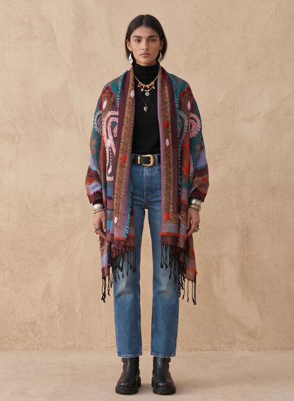 Tanvi Artisan 3 Layers Wool Scarf| Earthy