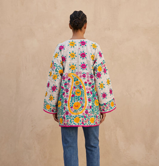 The Artisan Silk Cardigan| White