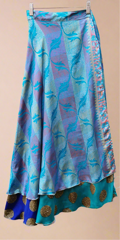 Lia Silk Double Layers Wrap Skirt