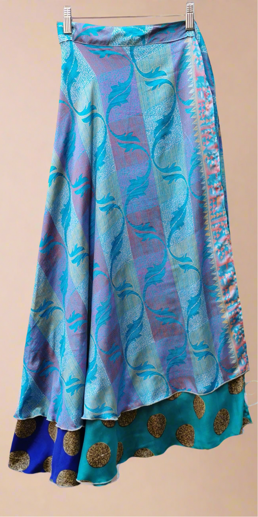 Lia Silk Double Layers Wrap Skirt