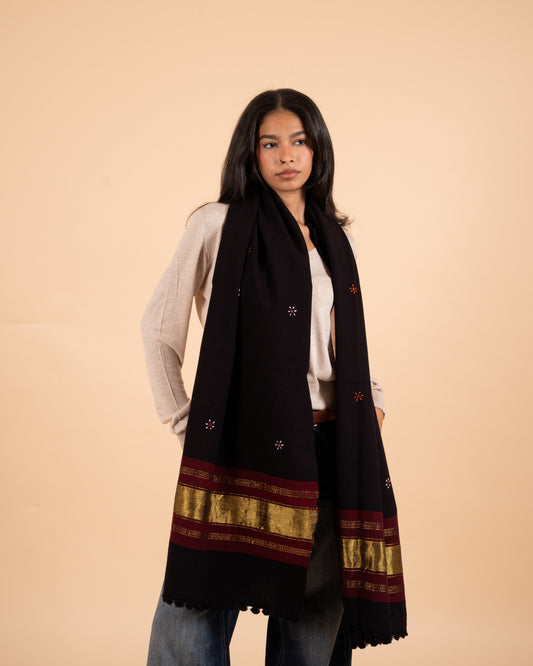 The Desert Shimmer Shawl| Black