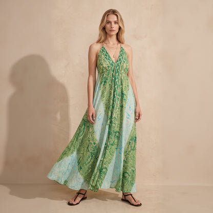 The Serenity Silk Dress Green