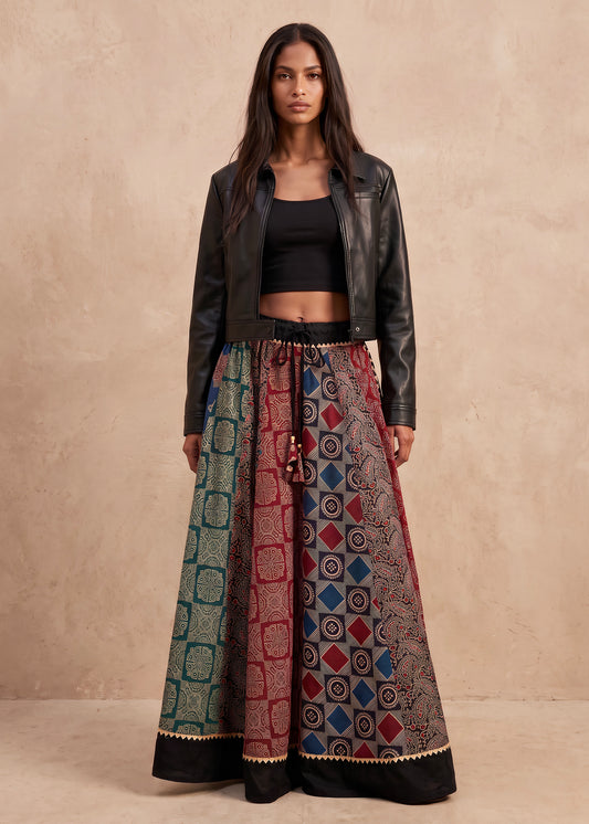 The Ajrakh Maxi Skirt| Geometric Pattern