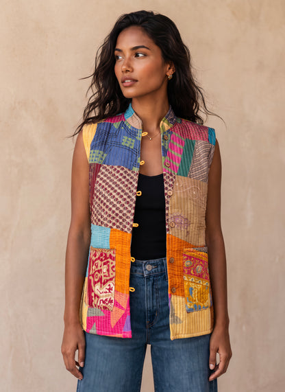 The Reversible Artisan Silk Jacket| Orange Blossom Back