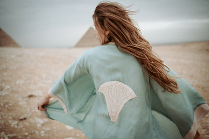 Sekhmt Goddess lotus Embroidered Kimono