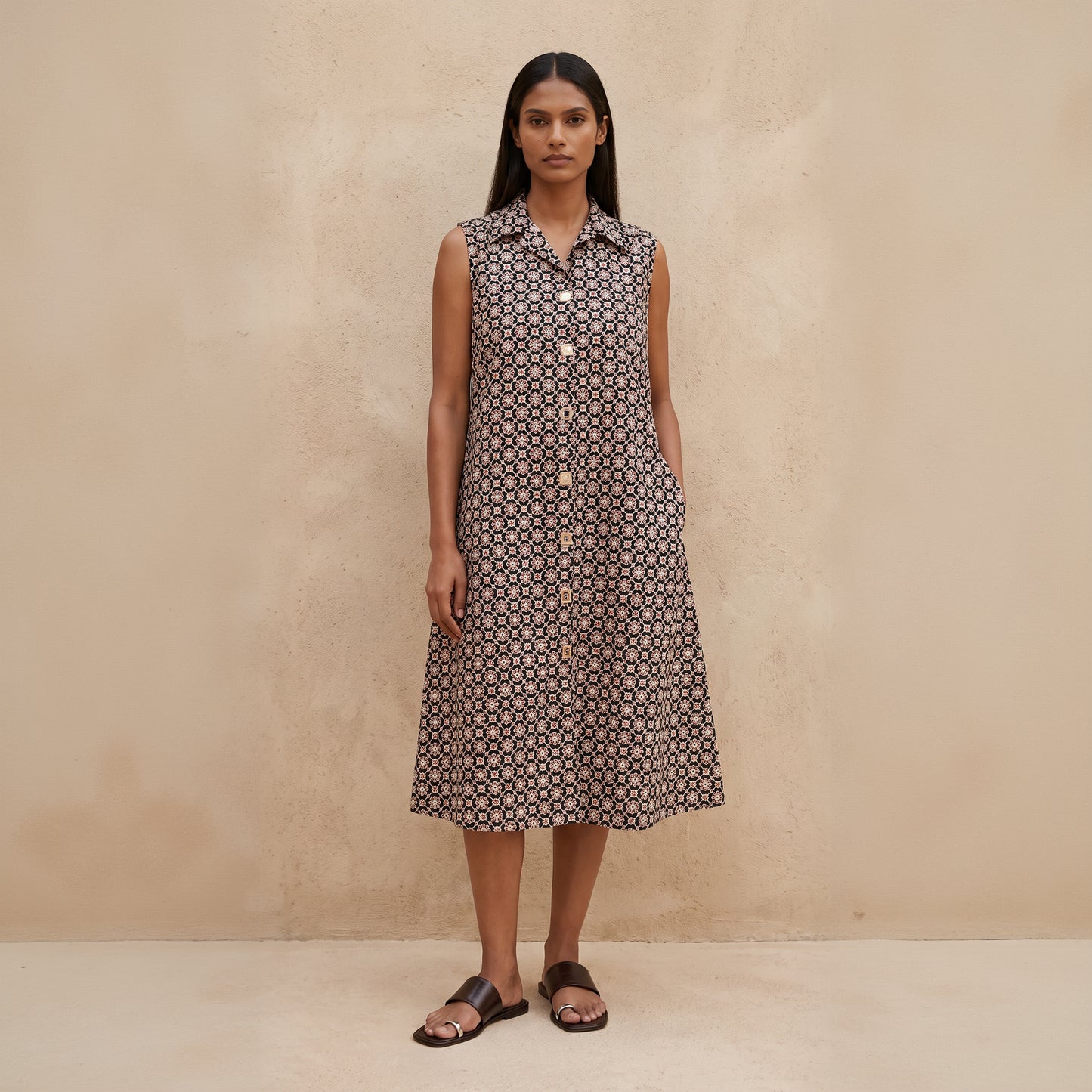 The Heritage Mirror Embroidery Dress| Black