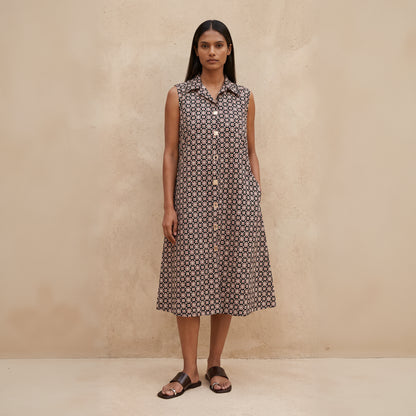 The Heritage Mirror Embroidery Dress| Black