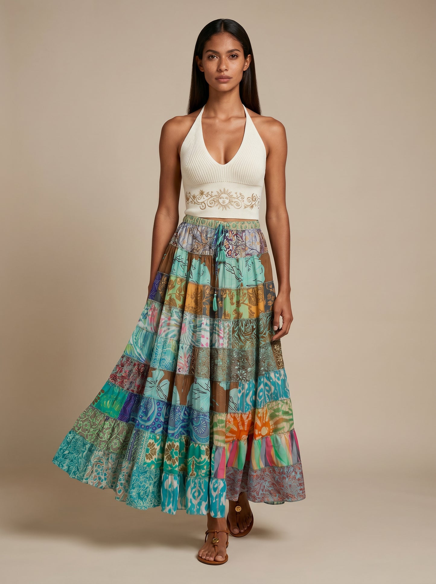 Patchwork Silk Skirt Breeze