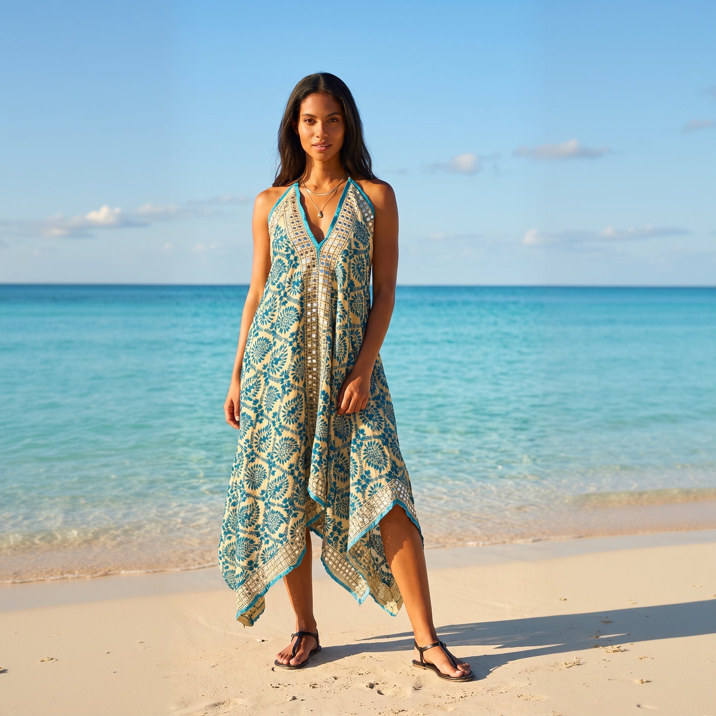 Iris Hand Embroidered Backless Dress