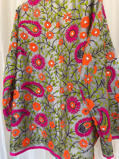 The Artisan Cardigan| Silk Silver