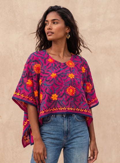 Azmiralda Hand Embroidered Top| Sunflowers