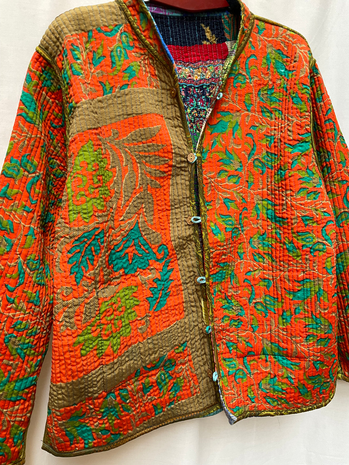 The Reversible Artisan Silk Jacket| Orange Back