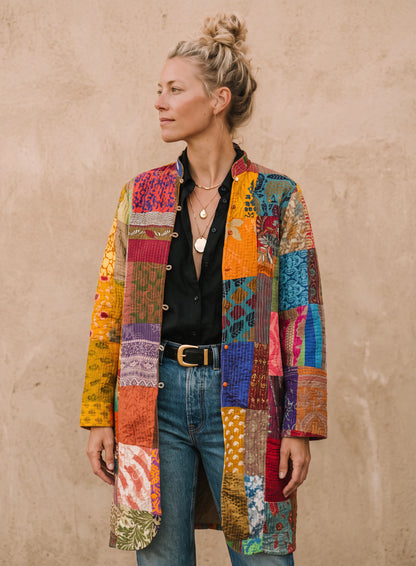 The Reversible Artisan Silk Coat | Mya