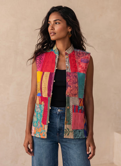 The Reversible Artisan Silk Jacket| Lemon Green Back