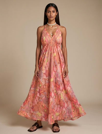 The Serenity Silk Dress Peach