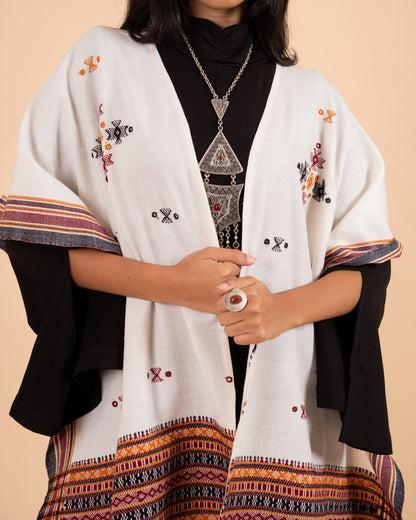 Ishtar Hand-Loomed Cape and Shawl | Off White