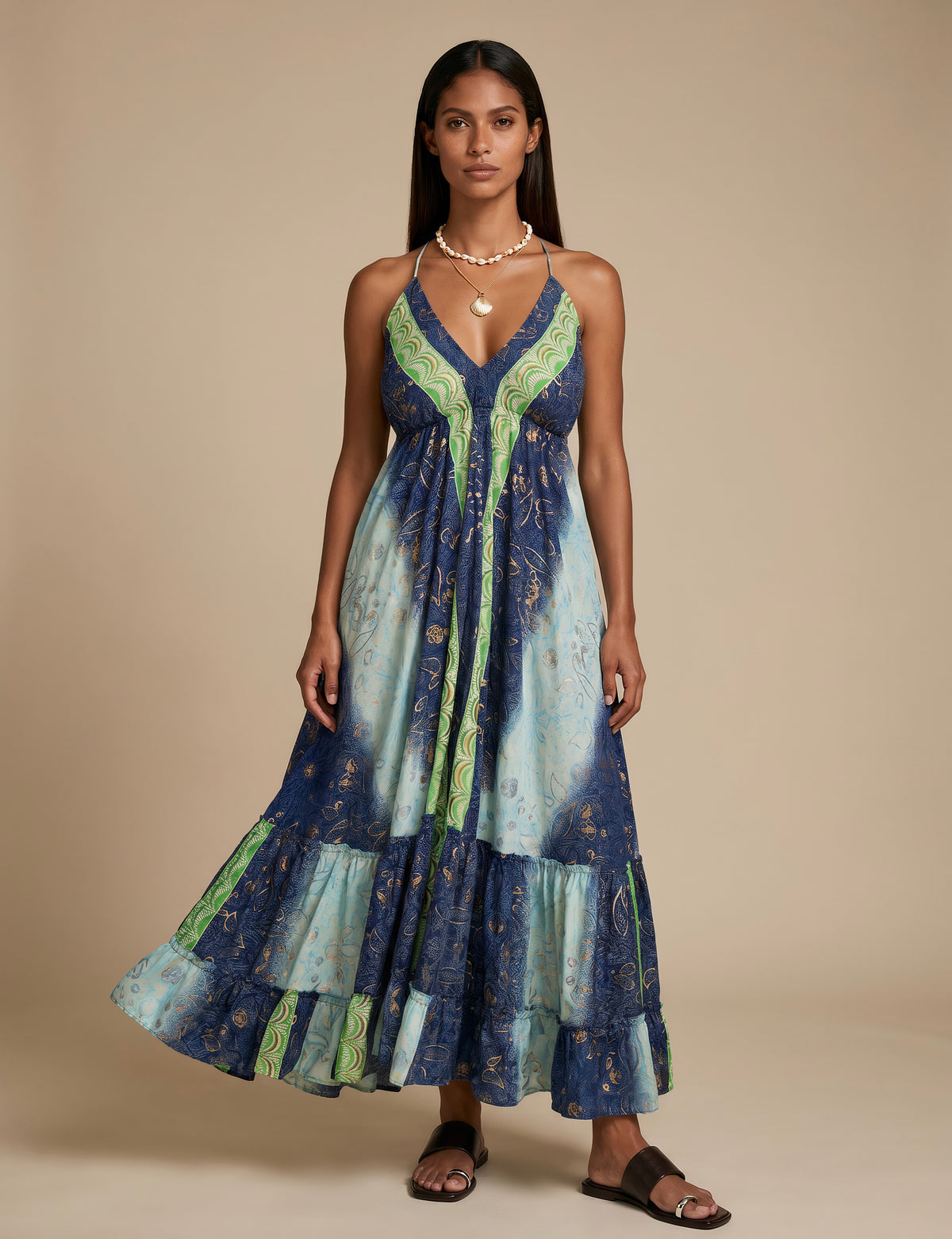 Maya Silk Backless Dress Blue