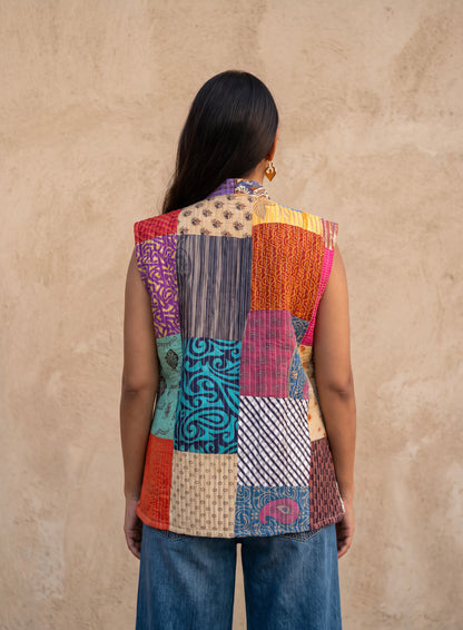 The Reversible Artisan Silk Jacket| Blue Back