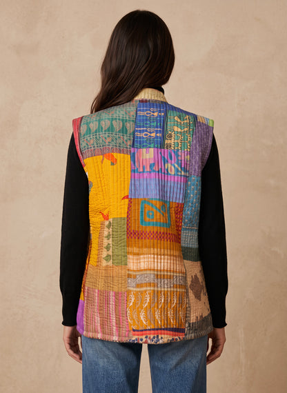 The Reversible Artisan Silk Jacket| Lemon Green Back