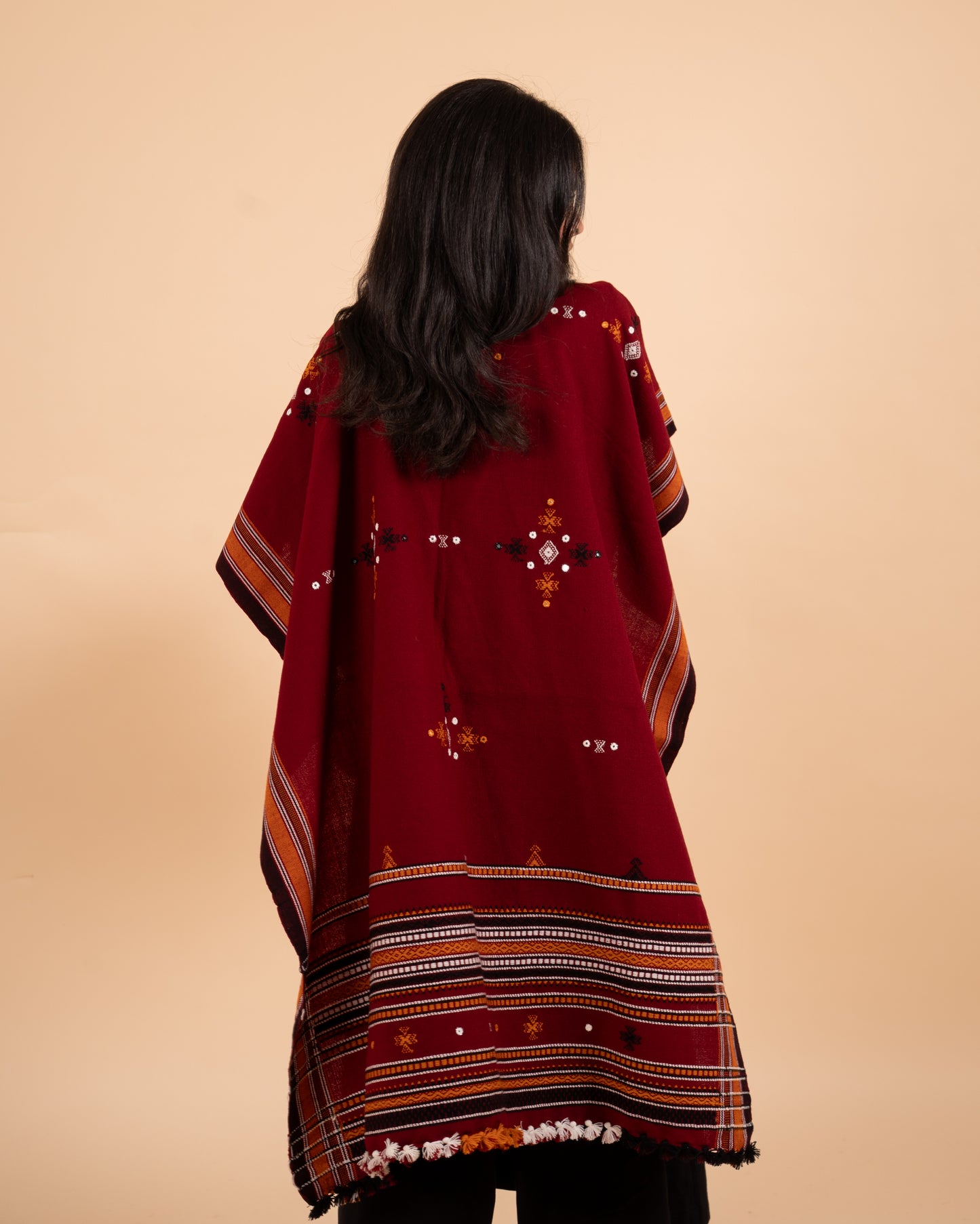Ishtar Hand-Loomed Cape| Maroon