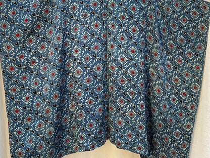 The Ajrakh Silk Kaftan Top| Teal Blue