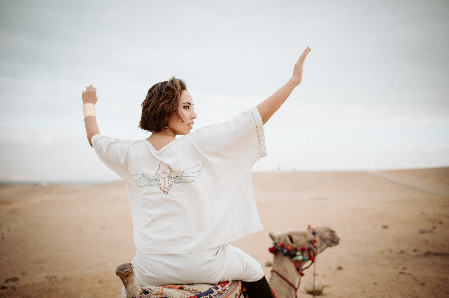 Khepri Pure linen Embroidered Top & Pant