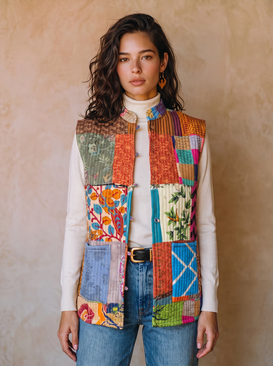 The Reversible Artisan Silk Jacket| Blue Back