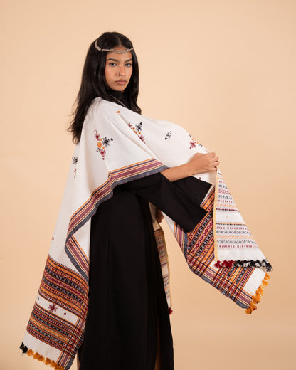Ishtar Hand-Loomed Cape and Shawl | Off White