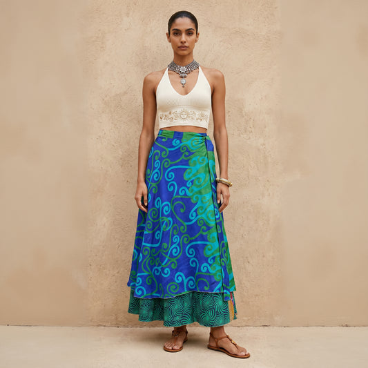 Multi-Wrap Skirt & Dress| Sky Dark Blue