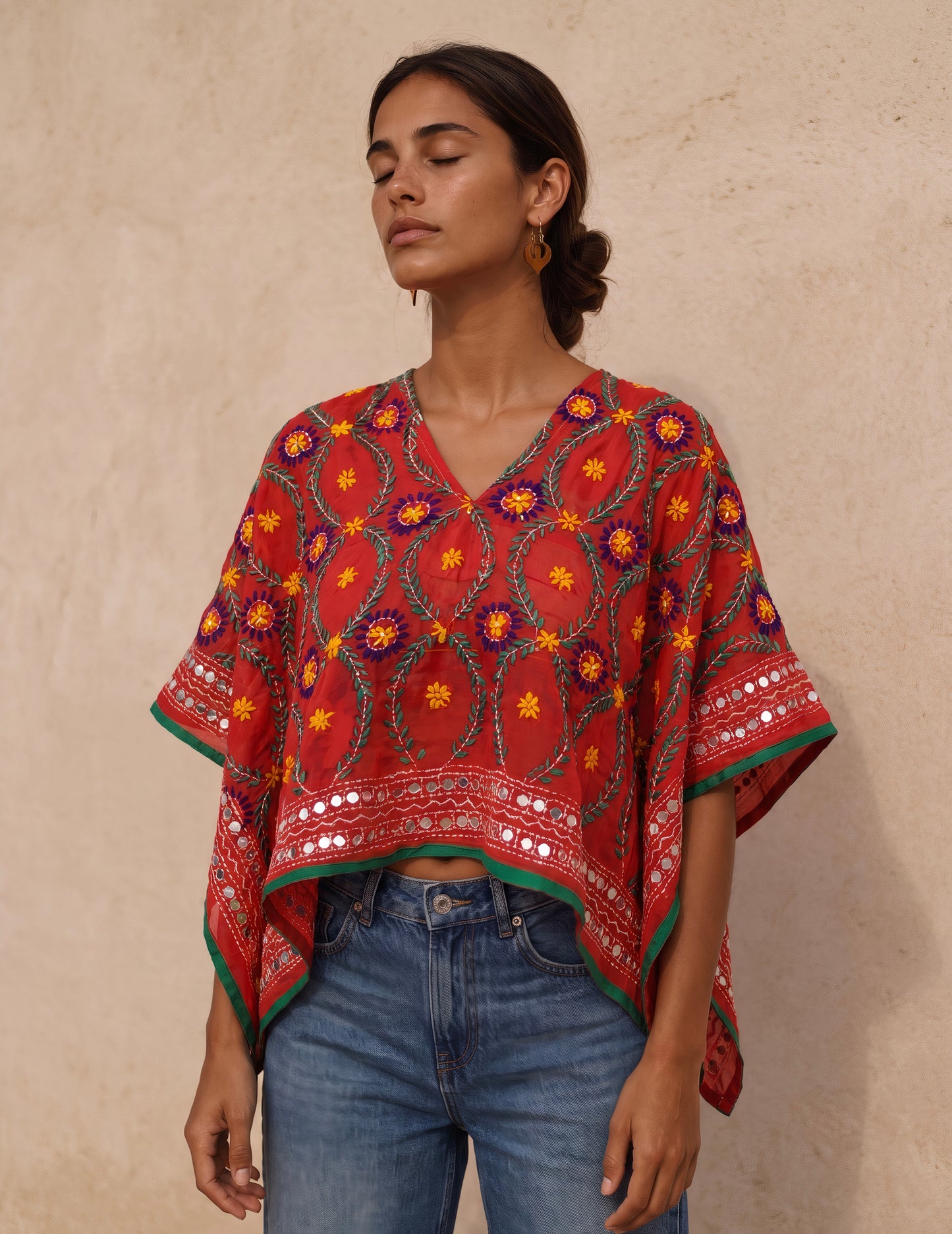 Azmiralda Hand Embroidered Crop Top| Watermelon 🍉