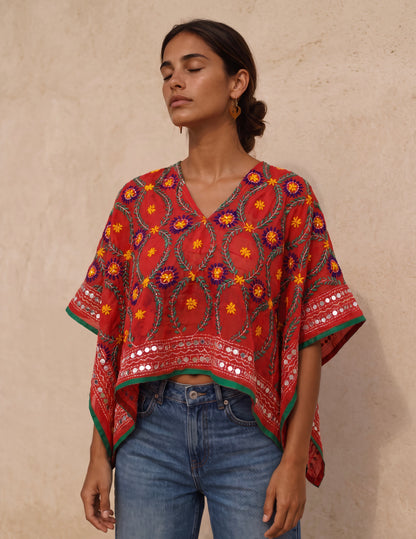 Azmiralda Hand Embroidered Crop Top| Watermelon 🍉