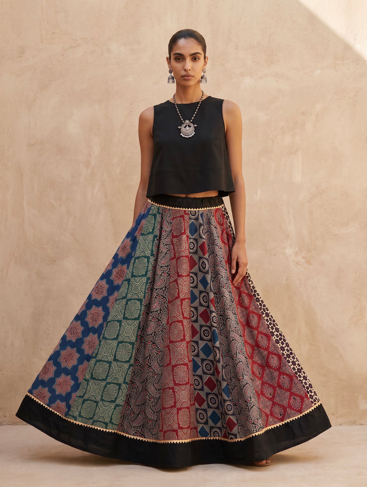 The Ajrakh Maxi Skirt| Geometric Pattern