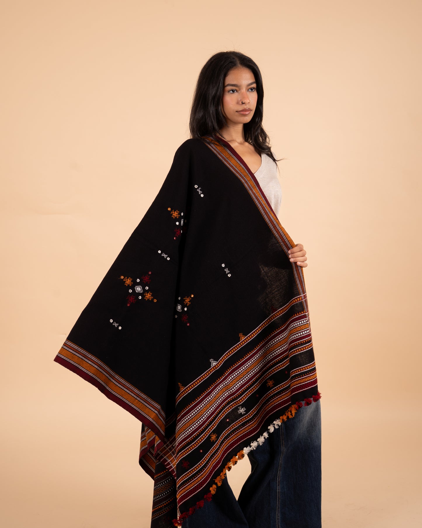 Ishtar Hand-Loomed Cape| Black