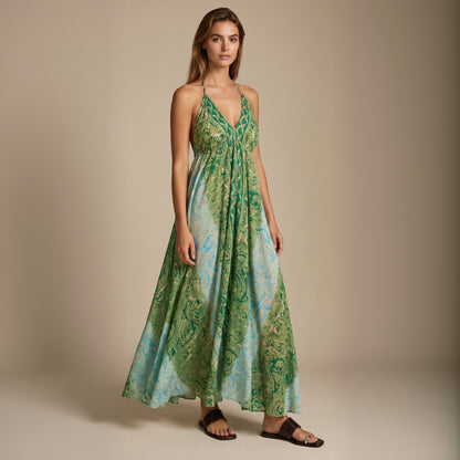 The Serenity Silk Dress Green