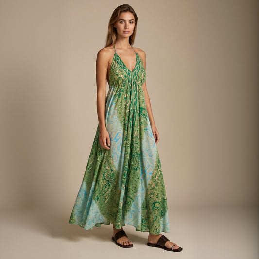 The Serenity Silk Dress Green