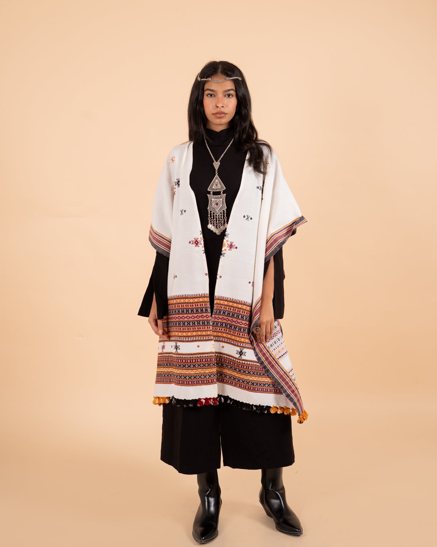 Ishtar Hand-Loomed Cape and Shawl | Off White