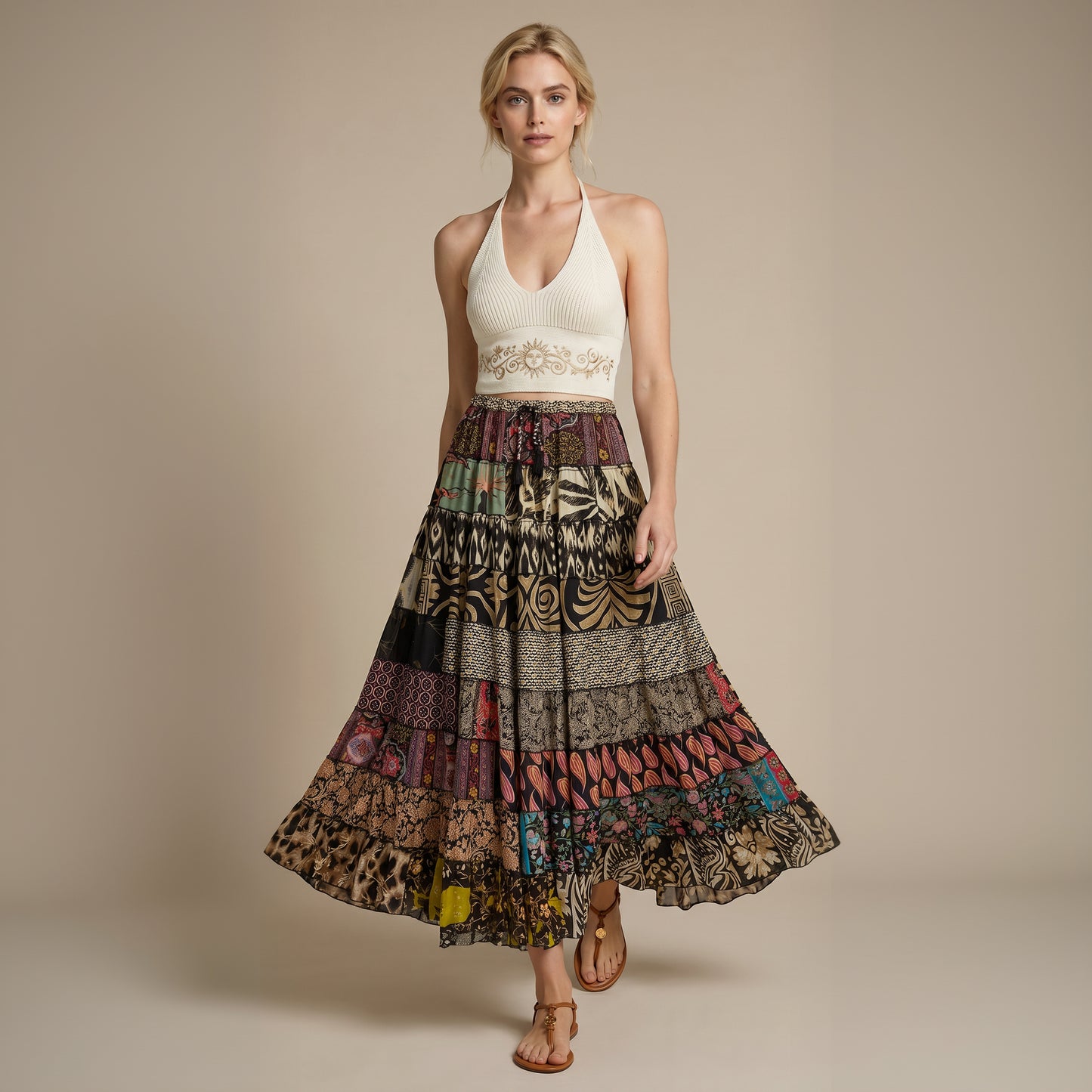 Patchwork Silk Skirt Twilight
