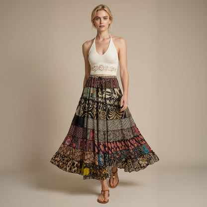 Patchwork Silk Skirt Twilight