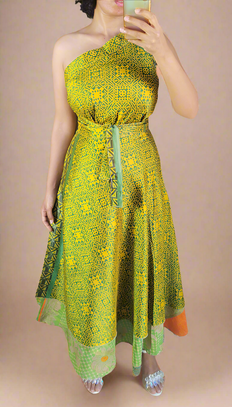 Zoe Silk Double Layers Wrap Skirt