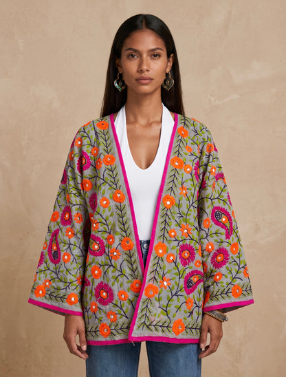 The Artisan Silk Cardigan| Smoky Grey
