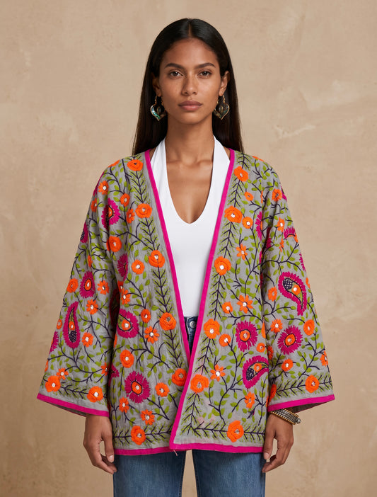 The Artisan Cardigan| Silk Silver