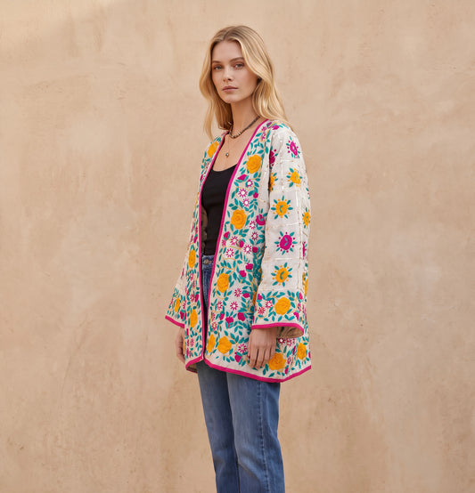 The Artisan Silk Cardigan| White