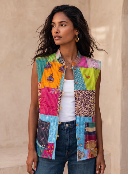 The Reversible Artisan Silk Jacket| Orange Blossom Back