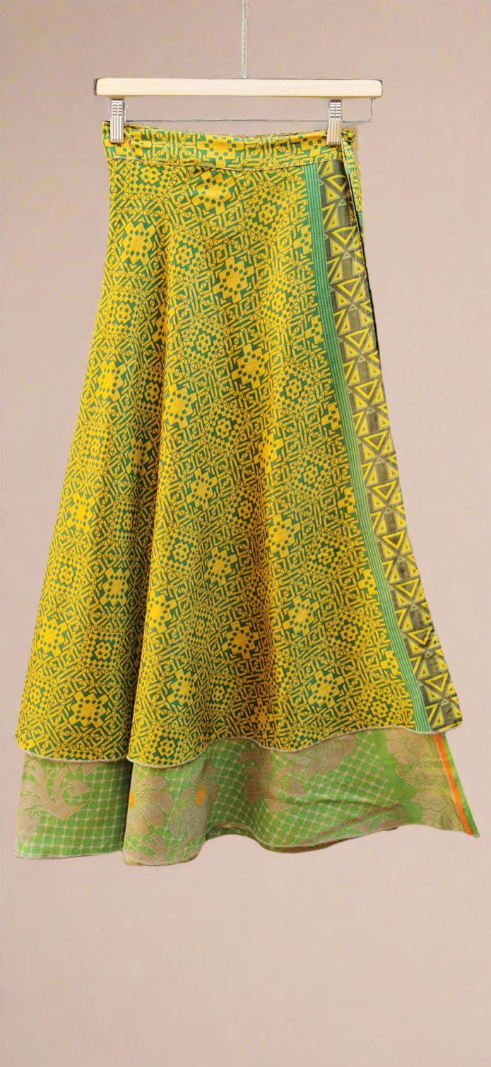 Zoe Silk Double Layers Wrap Skirt