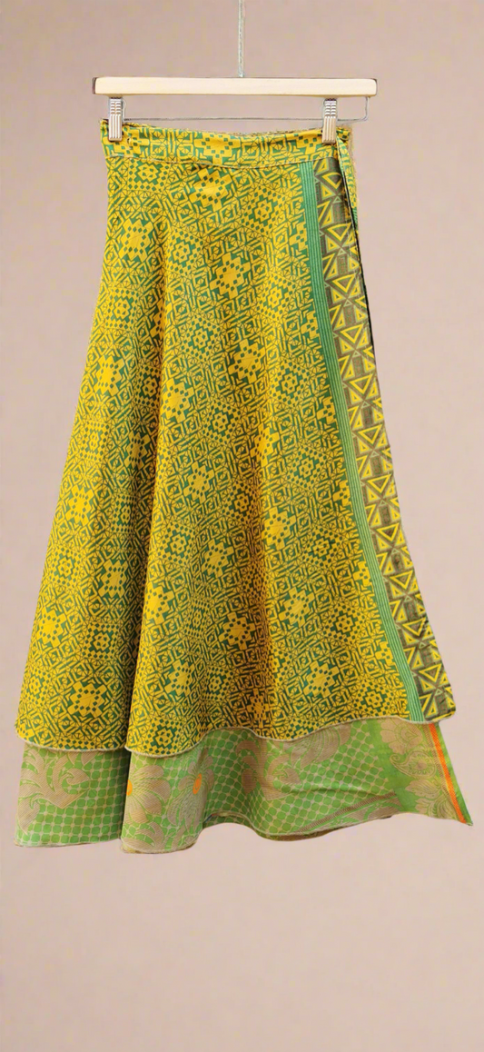 Zoe Silk Double Layers Wrap Skirt