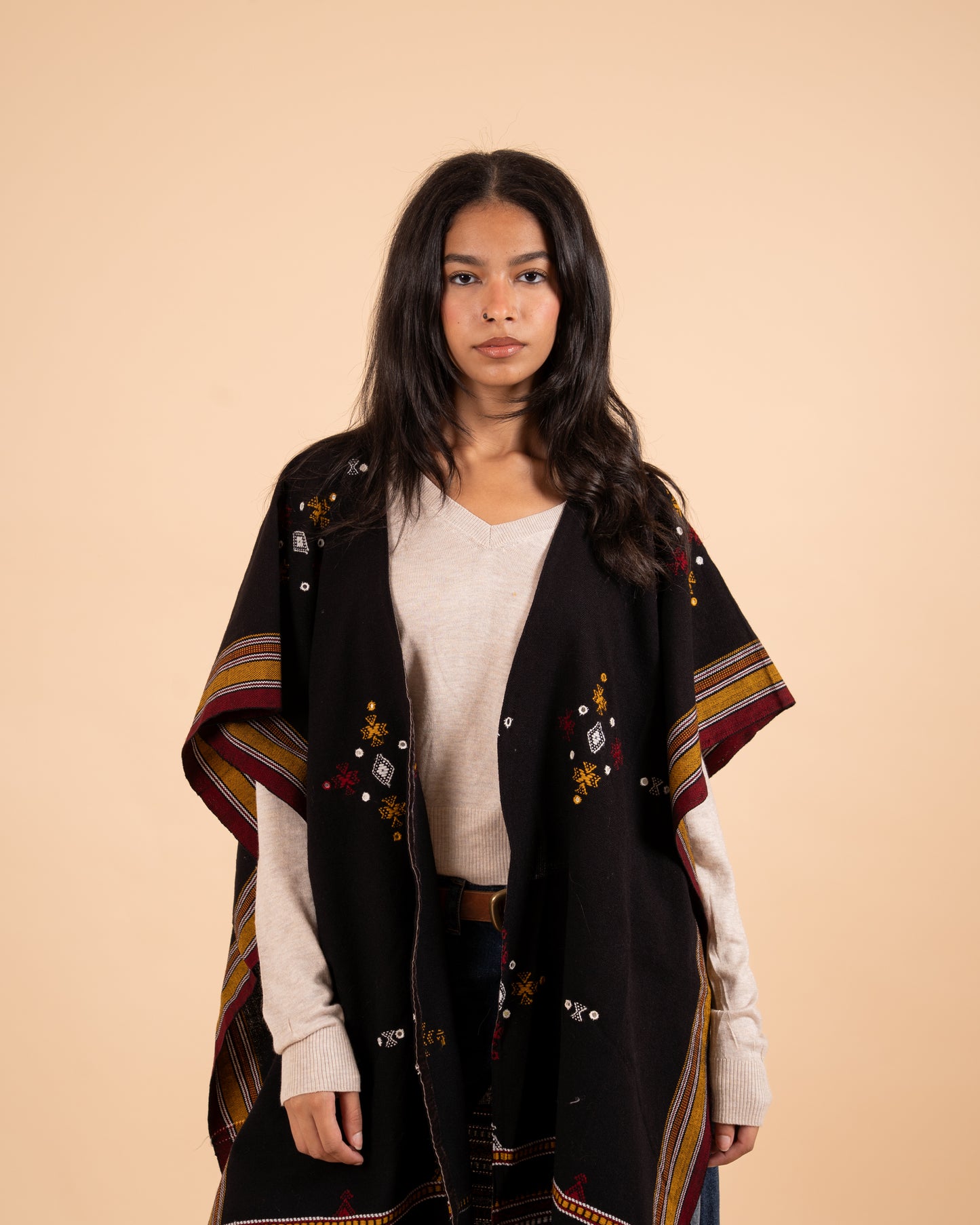 Ishtar Hand-Loomed Cape| Black