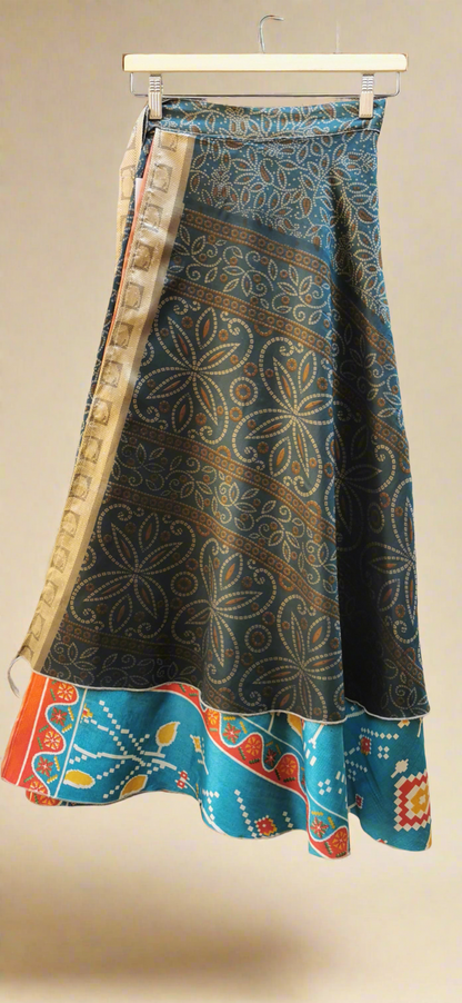 Agus Silk Double Layers Wrap Skirt