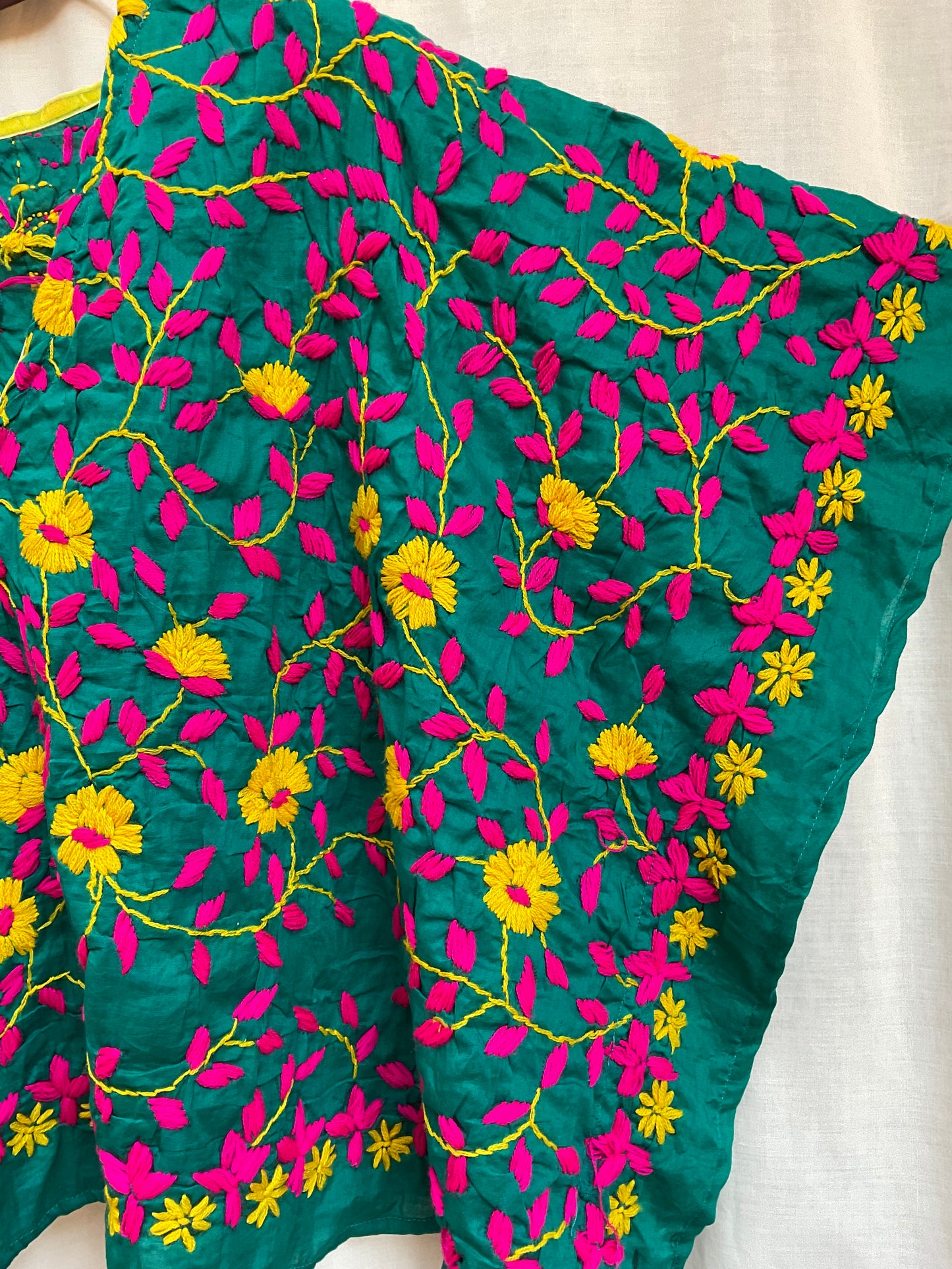 Azmiralda Hand Embroidered Cotton Top| Emerald
